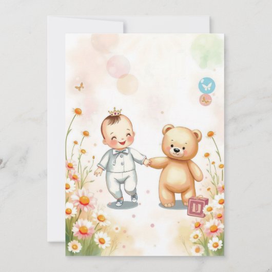 Cute Teddy Bear Baby shower Invitation Kaart (Achterkant)