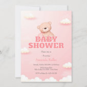 Cute Teddy Bear Baby shower Invitation Kaart (Voorkant)