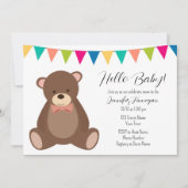 Cute Teddy Bear Baby shower Invitation Kaart (Voorkant)