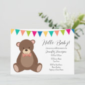 Cute Teddy Bear Baby shower Invitation Kaart (Staand voorkant)