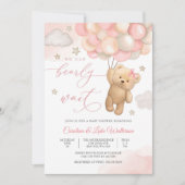 Cute Teddy Bear Baby Shower Invitation Kaart (Voorkant)