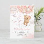 Cute Teddy Bear Baby Shower Invitation Kaart (Staand voorkant)
