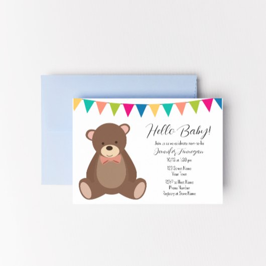 Cute Teddy Bear Baby shower Invitation Kaart