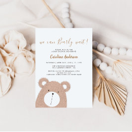 Cute Teddy Bear Baby shower Invitation Kaart