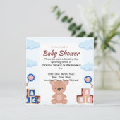 Cute Teddy Bear Baby shower Invitation Save The Date (Staand voorkant)
