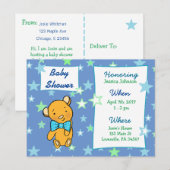Cute Teddy Bear Baby shower Invitation Uitnodiging Briefkaart (Voorkant / Achterkant)
