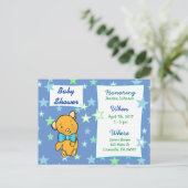 Cute Teddy Bear Baby shower Invitation Uitnodiging Briefkaart (Staand voorkant)