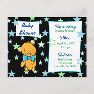 Cute Teddy Bear Baby shower Invitation Uitnodiging Briefkaart