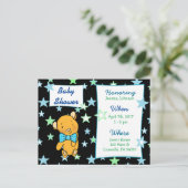 Cute Teddy Bear Baby shower Invitation Uitnodiging Briefkaart (Staand voorkant)