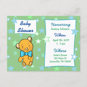 Cute Teddy Bear Baby shower Invitation Uitnodiging Briefkaart
