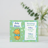 Cute Teddy Bear Baby shower Invitation Uitnodiging Briefkaart (Staand voorkant)