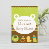 Cute Teddy Bear Baby Shower Invitations Kaart (Staand voorkant)