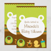 Cute Teddy Bear Baby Shower Invitations Kaart (Voorkant / Achterkant)