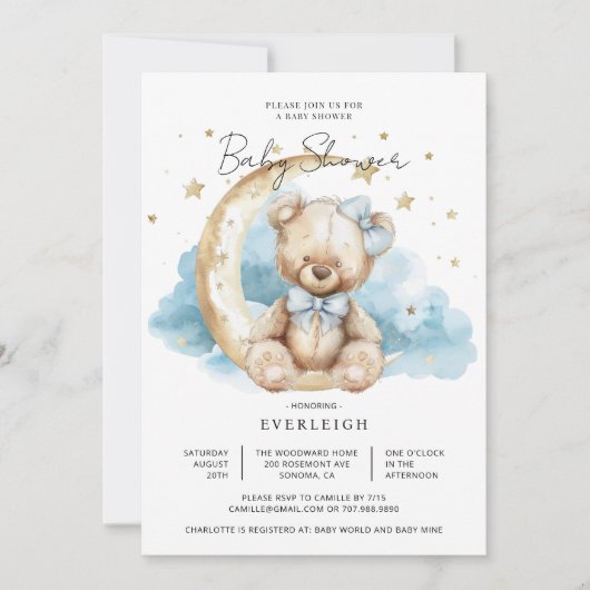 Cute Teddy Bear Baby shower Kaart (Voorkant)