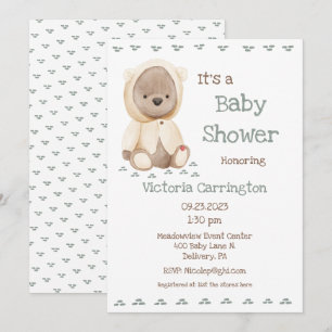 Cute Teddy Bear Baby shower Kaart