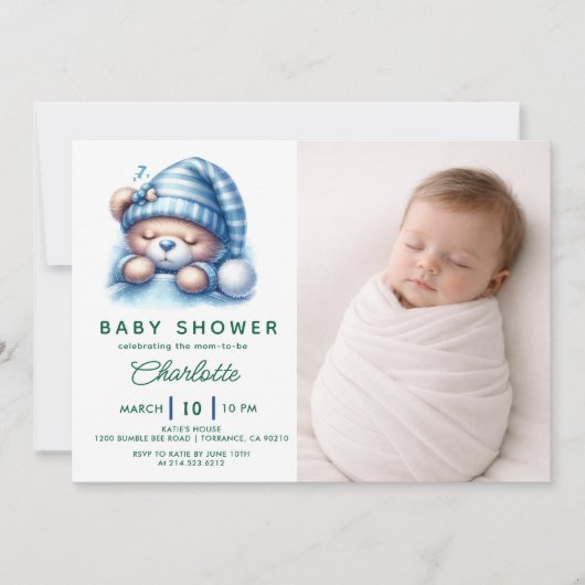 Cute Teddy Bear Baby Shower Kaart (Voorkant)