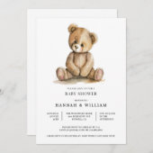 Cute Teddy Bear Baby Shower Kaart (Voorkant / Achterkant)