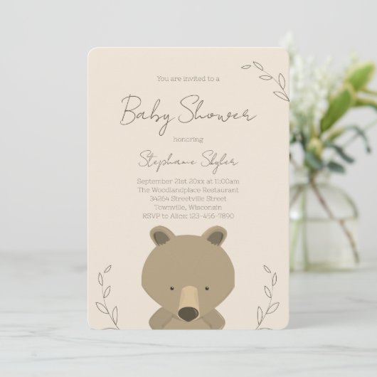 Cute Teddy Bear Baby shower Kaart (Staand voorkant)