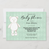 Cute Teddy Bear Baby shower | Neutrale groene argy (Voorkant)