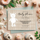 Cute Teddy Bear Baby shower | Neutrale Tan Argyle