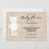 Cute Teddy Bear Baby shower | Neutrale Tan Argyle (Voorkant)