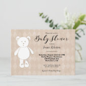 Cute Teddy Bear Baby shower | Neutrale Tan Argyle (Staand voorkant)