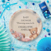 Cute Teddy Bear Baby shower Papieren Bordje (Feest)