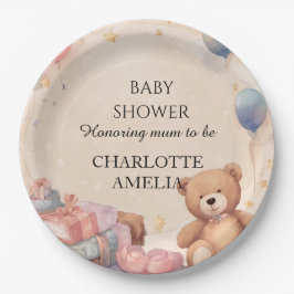 Cute Teddy Bear Baby shower Papieren Bordje