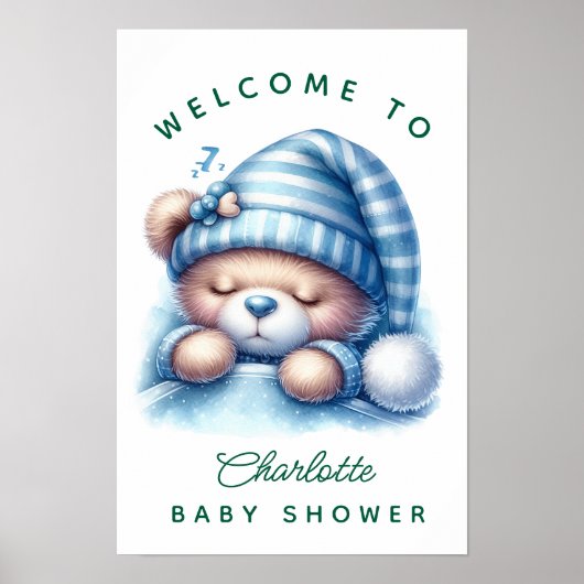 Cute Teddy Bear Baby shower Poster (Voorkant)