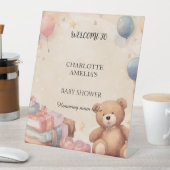 Cute Teddy Bear Baby shower Reclamebord Met Voetstuk (Insitu)