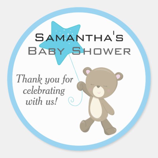 Cute Teddy Bear Baby shower Ronde Sticker (Voorkant)