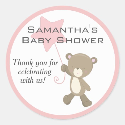 Cute Teddy Bear Baby shower Ronde Sticker (Voorkant)