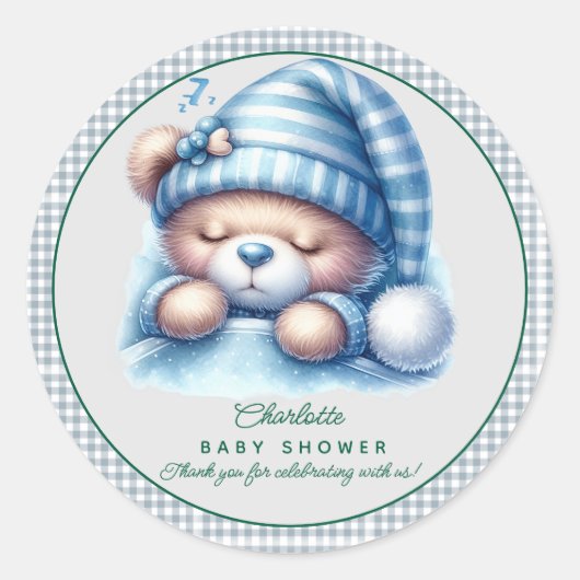 Cute Teddy Bear Baby shower Ronde Sticker (Voorkant)