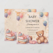 Cute Teddy Bear Baby shower Save The Date (Voorkant / Achterkant)