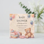 Cute Teddy Bear Baby shower Save The Date (Staand voorkant)