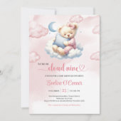 Cute Teddy Bear Baby Shower Uitnodiging Cloud Nine (Voorkant)