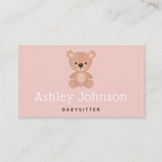 Cute Teddy Bear Babysitter Nanny Schattig Sweet Visitekaartje (Voorkant)