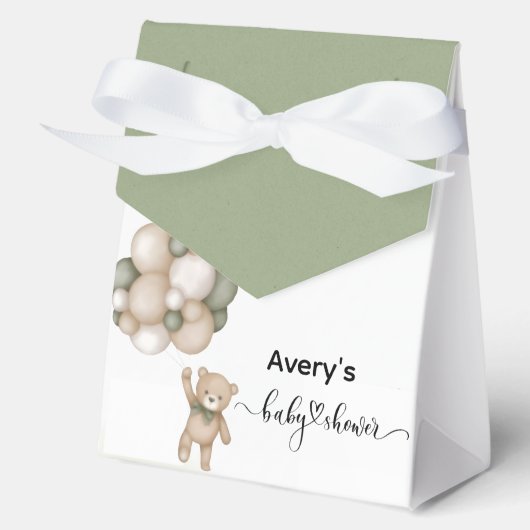 Cute Teddy Bear Balloon Baby Shower Favor Box Bedankdoosjes (Voorkant)