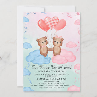 Cute Teddy Bear Balloon Theme Kaart