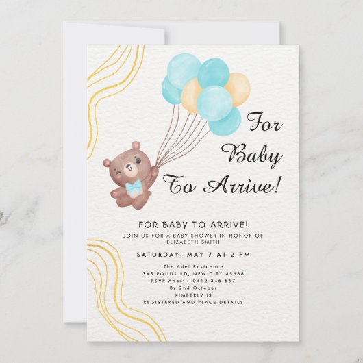 Cute Teddy Bear Balloon Theme Kaart (Voorkant)