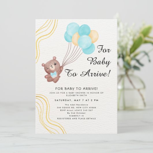 Cute Teddy Bear Balloon Theme Kaart (Staand voorkant)
