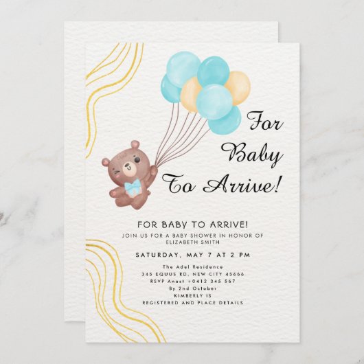 Cute Teddy Bear Balloon Theme Kaart (Voorkant / Achterkant)
