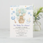 Cute Teddy Bear Balloon Theme Kaart (Staand voorkant)