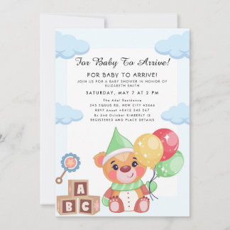 Cute Teddy Bear Balloon Theme Kaart
