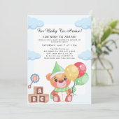 Cute Teddy Bear Balloon Theme Kaart (Staand voorkant)