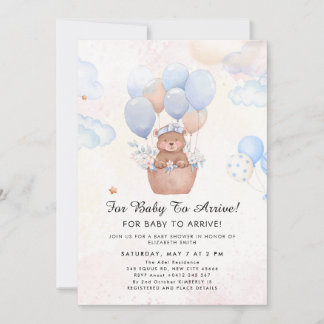 Cute Teddy Bear Balloon Theme Kaart