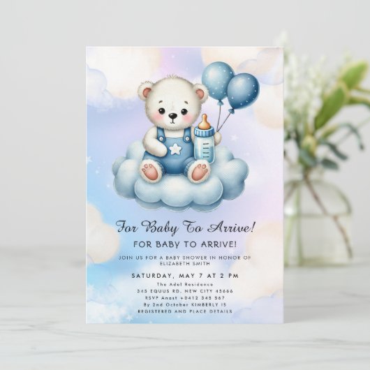 Cute Teddy Bear Balloon Theme Kaart (Staand voorkant)