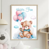 Cute Teddy Bear Balloons Animal Print