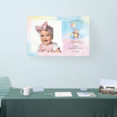 Cute Teddy Bear Beary First Birthday Photo Welcome Spandoek (Beurs)