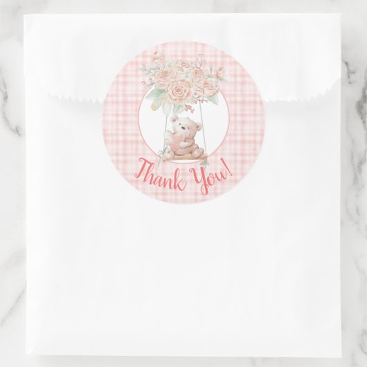 Cute Teddy Bear Bedankt Ronde Sticker (Tas)